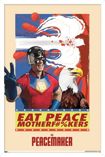Miniatura 13 de DC Comics TV Peacemaker - Póster de pared Eat Peace, 22.4 pulgadas de largo x 14.7 pulgadas de ancho, versión enmarcada de madera de granero