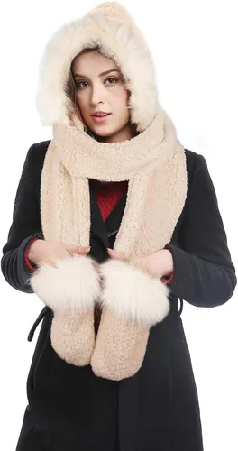 Miniatura 3 de Bellady Bufanda cálida con capucha para invierno, bufanda para la cabeza, calentador de cuello, gorro con capucha