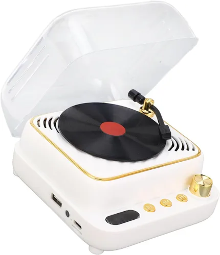 GOWENIC Altavoz Bluetooth retro, reproductor de discos retro, altavoz Bluetooth, decoración vintage, lindo altavoz decorativo de estilo antiguo para