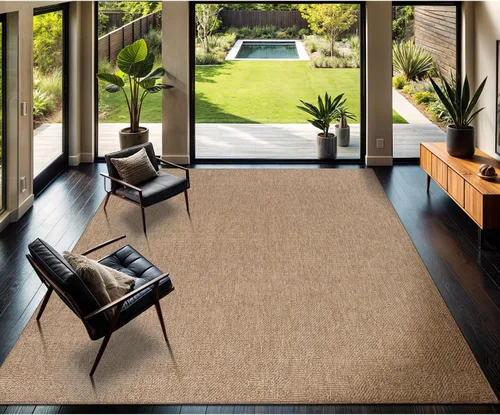 Miniatura 20 de CAMILSON Easy Alfombra de yute, 2 x 3 pulgadas, interiores y exteriores, fibra gris oscuro, para sala de estar, patio y cocina, diseño tejido