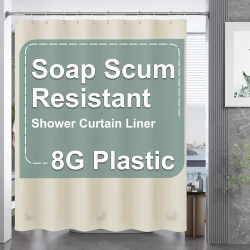 Miniatura 71 de AmazerBath - Cortina de ducha de plástico, 70 x 72 pulgadas, cortina de ducha esmerilada de plástico, impermeable, pesada, gruesa, con 3 piedras
