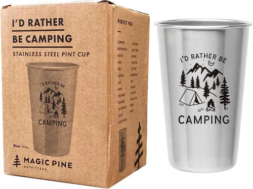 Miniatura 3 de Taza de acero inoxidable Rather Be Camping (16 onzas) – Taza de regalo divertida para hombres al aire libre – Regalo de casa rodante, idea