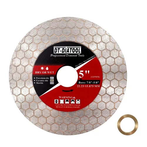Miniatura 14 de DT-DIATOOL Disco de corte de azulejos de hoja de sierra de diamante de 4 pulgadas para amoladora angular de eje de 7/8 "- 5/8" para cortar