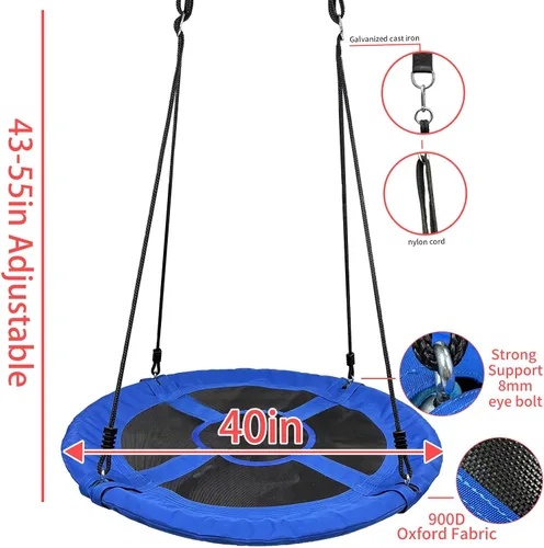 Miniatura 4 de Columpio de árbol, platillo volador de 40 pulgadas para niños, 900D Oxford impermeable, capacidad de peso de 900 libras, con correas ajustables