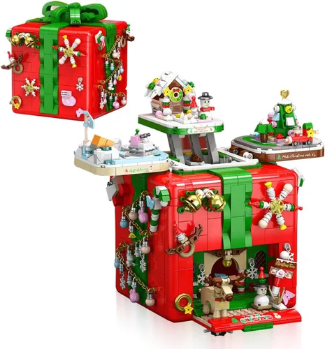 HoverBots Juego de bloques de construcción de Navidad para adultos, 1873 piezas, juego de juguetes de construcción de Navidad, ladrillos de