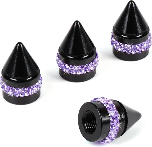 Miniatura 8 de ToBeQueen Bling - Tapones de válvula de neumático rojos, 4 unidades, hechos a mano, con cristales de diamantes de imitación, universales, a prueba