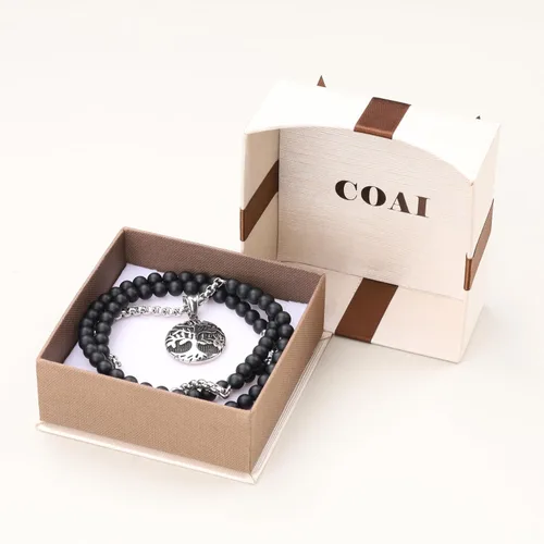 Miniatura 6 de COAI Colgante Árbol de la Vida Collar de cuentas Mala de piedra negra
