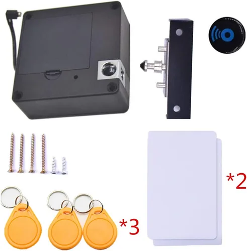 Miniatura 3 de NFC compatible con RFID DIY armario oculto armario y cajón cerradura - Cerradura de sensor electrónico sin perforaciones Amarillo