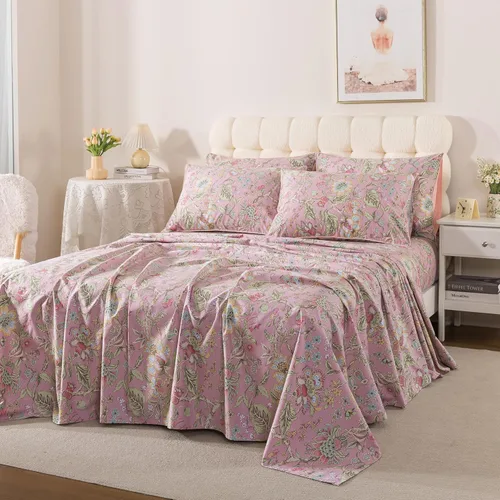 Miniatura 27 de FADFAY Juego de sábanas de rosas blancas, ropa de cama vintage floral de rosas, ropa de cama estilo rústico, 100% algodón egipcio percal, 800 hilos