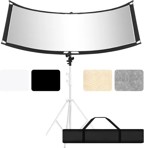 Miniatura 8 de WELLMAKING Clamshell - Difusor reflector de luz con bolsa de transporte, 39 x 20 pulgadas, reflector de iluminación curvada para fotografía