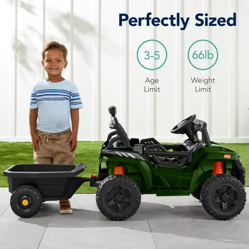 Miniatura 5 de Best Choice Products Vehículo y remolque eléctrico UTV de 12 V para niños con control parental, luces LED, 2 velocidades, Bluetooth, color verde