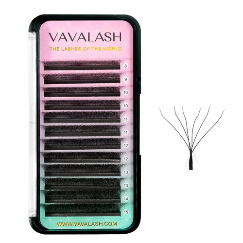 Miniatura 14 de VAVALASH Extensiones de pestañas en forma de W, con abanico prefabricado 3D, rizado D, extensiones de pestañas de volumen fáciles de abanico
