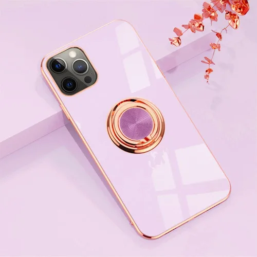 Miniatura 98 de Compatible con iPhone 11 Kickstand, anillo de rotación de 360 grados integrado con borde de oro rosa brillante que funciona con soporte magnético