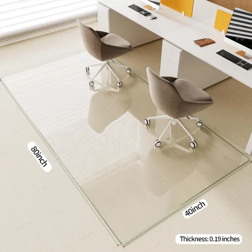 Miniatura 3 de [Vidrio templado] Tapete para silla de vidrio de 40 x 80 pulgadas, tapete para silla de oficina de 1/5 pulgadas de grosor para alfombra o suelo