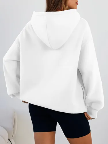 Miniatura 4 de Trendy Queen Sudaderas con capucha de gran tamaño para mujer, cómodas sudaderas de otoño a la moda 2025, trajes casuales de forro polar con bolsillos