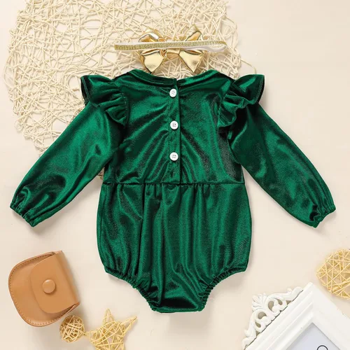 Miniatura 51 de GRNSHTS Ropa de primer cumpleaños para niña de terciopelo de un año de edad, mameluco de manga larga + diadema, 2 piezas de trajes de pastel
