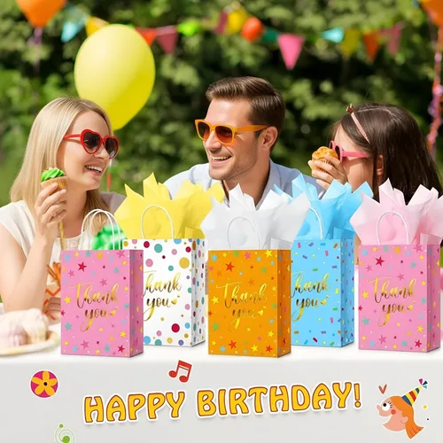 Miniatura 7 de Tinlade 30 bolsas de regalo de agradecimiento con papel de seda, bolsas de boda doradas con asa para graduación, negocios, compras, boda, ducha