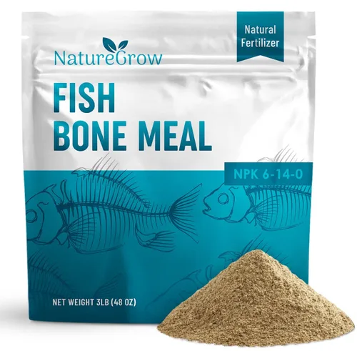 Fertilizante de harina de huesos de pescado-6-14-0 Fuente de alimento vegetal natural de nitrógeno y fósforo para jardinería orgánica (3 libras)