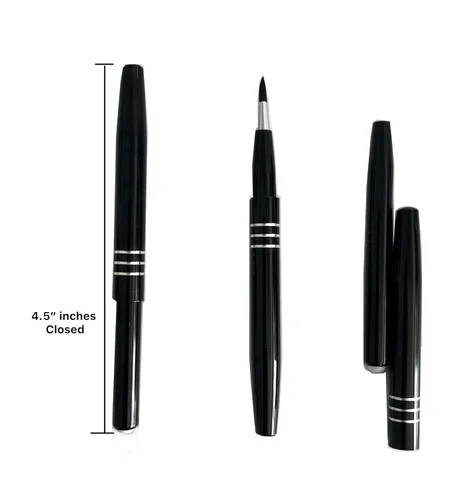 Miniatura 2 de Pequeño Super Slim Ultra Mini Negro Metal Retráctil Cepillo de labios Brillo Lipstick Aplicador