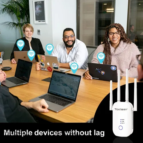 Miniatura 6 de Amplificador de señal WiFi de 1200 Mbps, cubre hasta 3500 pies cuadrados y 35 dispositivos, repetidor WiFi de doble banda de 2.4 y 5 GHz con puerto