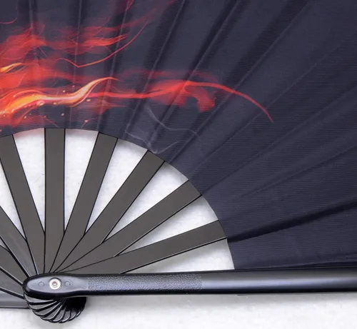 Miniatura 5 de Abanicos plegables decorativos, ventilador de mano chino, japonés, ventilador rave, ventilador de tela de nailon para mujeres/hombres (lobo de fuego)