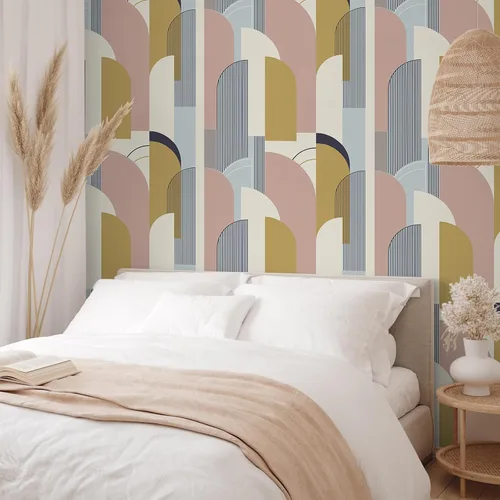Miniatura 3 de VEELIKE Arches Papel Tapiz Geométrico Despegar y Pegar Papel Tapiz Boho Arte Geométrico Mural de Pared 17.7''x118'' Papel Tapiz Abstracto Moderno