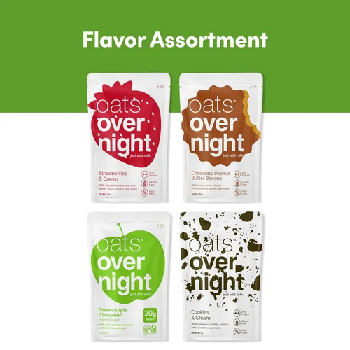 Miniatura 6 de Oats Overnight - Paquete variado (16 comidas) batido de desayuno alto en proteínas, bajo en azúcar - Sin gluten, alta fibra, avena sin OMG