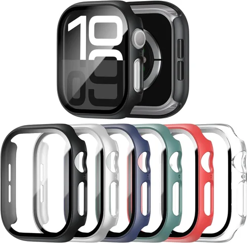 Miniatura 26 de Paquete de 6 fundas para Apple Watch SE 3 (2025)/SE 2/SE/Series 6/5/4 de 40 mm con protector de pantalla de vidrio templado, funda protectora