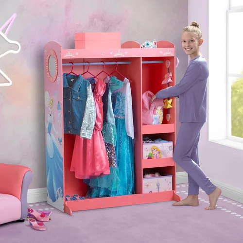 Miniatura 2 de Disney Princess Boutique de juego y vestido - Armario/guardarropa de almacenamiento de disfraz de juego simulado para niños con espejo y estantes
