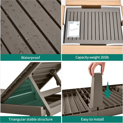 Miniatura 6 de YITAHOME - Tumbonas para exteriores con cojín y respaldo ajustable, tumbonas resistentes para patio junto a la piscina, fácil montaje, impermeables