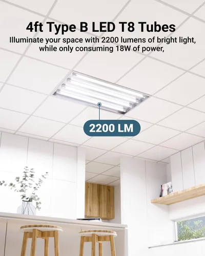 Miniatura 2 de Sunco 10 paquete de bombillas LED T8 de 4 pies, bombillas de tubo con derivación de balasto, reemplazo fluorescente de 48 pulgadas, 2200 LM, 18 W