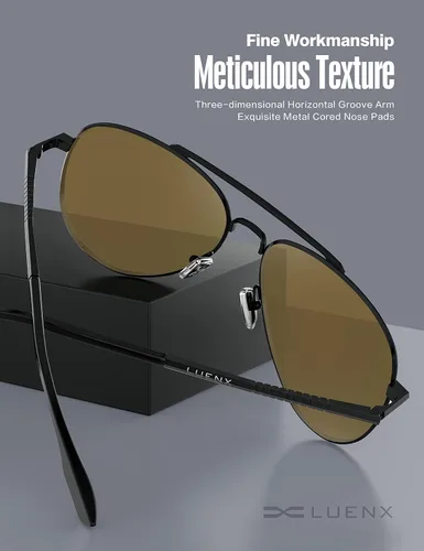 Miniatura 3 de LUENX, Aviator - Gafas de sol polarizadas, para hombres y mujeres, protección UV 400, con funda 60MM