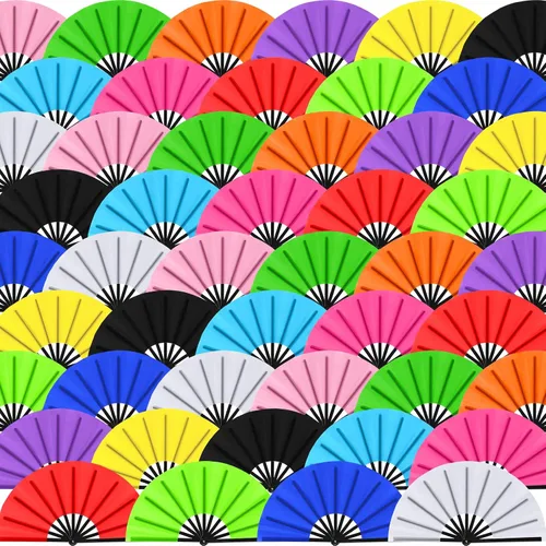 Blulu 48 piezas de abanicos grandes plegables para baile en línea de 13 pulgadas, abanicos de botas para baile en línea para mujeres y hombres,