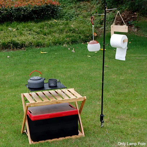 Miniatura 7 de Soporte para linterna de campamento, aleación de aluminio, colgador de lámpara plegable con bolsa de almacenamiento, poste de lámpara plegable