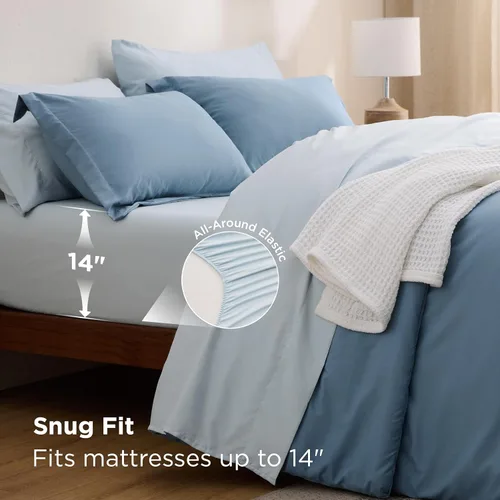 Miniatura 5 de Bedsure Juego de ropa de cama con edredón tamaño individual de 5 piezas, diseño bohemio contrastante, juego de cama en una bolsa con edredón