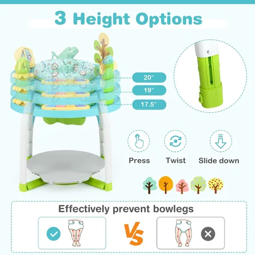 Miniatura 4 de BABY JOY Centro de actividades 5 en 1 para bebés, puentes y gorilas con juguetes extraíbles, luces y música, 3 alturas ajustables, centro de juego