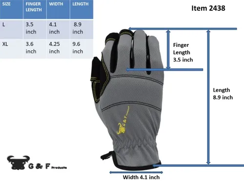 Miniatura 5 de G & F Products Guantes de trabajo unisex para adultos, multiusos, de alto rendimiento, guantes de mecánica de colores surtidos, paquete de valor