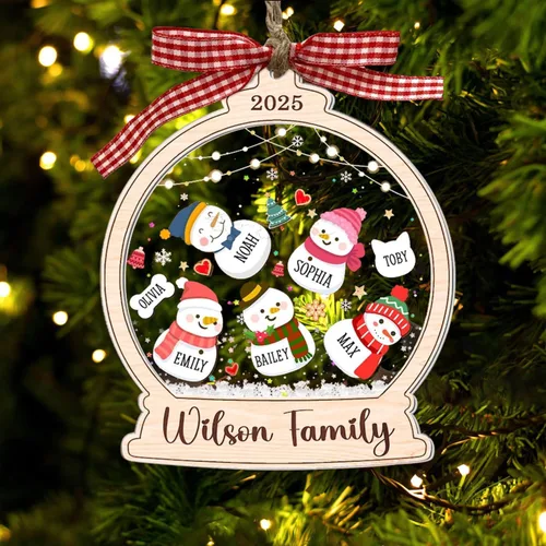 Miniatura 13 de Adornos de Navidad personalizados 2025 – Adornos personalizados de globo de nieve para familias de 2, 3, 4, 5, 6, 7, 8, 9 y 10 miembros, adorno