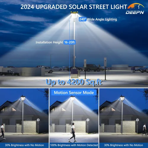 Miniatura 2 de Deepn Luz solar de calle, luces solares de grado comercial para exteriores IP67 impermeable, luces LED de seguridad de inundación de 8700 W, sensor