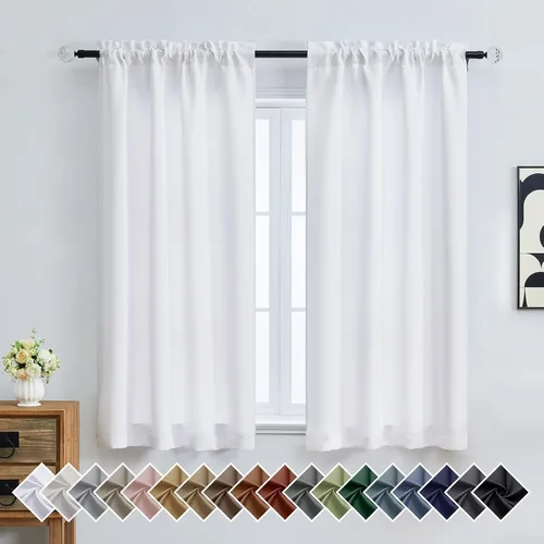Miniatura 73 de OVZME Cortinas opacas turquesa para tratamiento de ventanas pequeñas, cortinas cortas con bloqueo de luz para ventana de cocina sobre el fregadero
