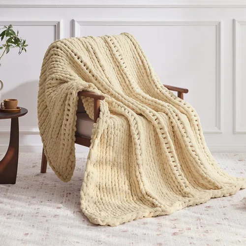 Miniatura 29 de Negwoo - Manta de punto grueso, de felpilla, para cama y sofá, manta de ganchillo hecha a mano, grande y gruesa, lavable a máquina, bonita y cómoda