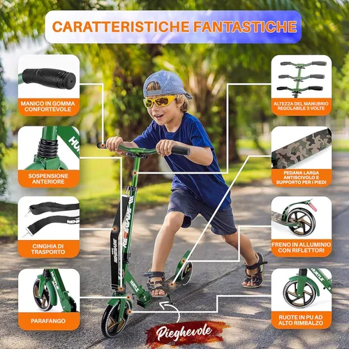 Miniatura 2 de Hurtle Renegade Kick Scooter for Kids, Teenagers & Adults - 2-Wheel Folding Scooter with Adjustable T-Bar Handlebar - Alloy Anti-Slip Deck Camouflaje