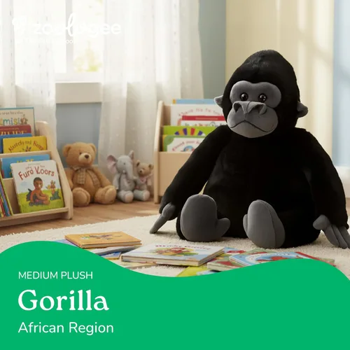 Miniatura 2 de The Petting Zoo Gorilla - Animal de peluche, regalos para niños, animales salvajes del zoológico Onez, juguete de peluche de gorila de 12 pulgadas