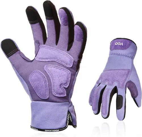Miniatura 9 de Vgo... 1 par de guantes de jardinería para mujer, guantes de trabajo de piel de cabra a prueba de espinas para desmalezar, cavar, rastrillar, podar
