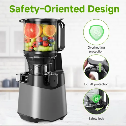 Miniatura 9 de EanOruus Exprimidor de prensa en frío, máquina extractor de jugo de canal de alimentación de 5.8 pulgadas de ancho con 400 W, alto rendimiento