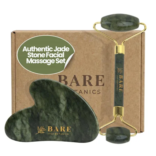 Miniatura 8 de Bare Botanics Juego de rodillos faciales y gua sha de acero inoxidable Herramientas faciales duales para hinchazón, drenaje linfático y piel