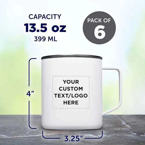 Miniatura 5 de Kenai - Tazas de viaje personalizadas con recubrimiento en polvo, 13.5 onzas, juego de 6, paquete personalizado a granel, doble pared, perfectas