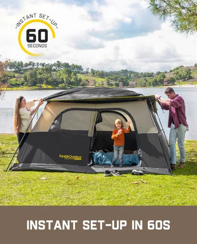 Miniatura 4 de FanttikOutdoor Tienda de campaña instantánea para 6/8/10/12 personas en 60 segundos con lluvia y resistente al viento, portátil, con bolsa