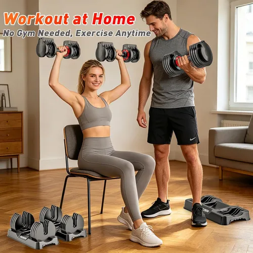 Miniatura 6 de 25/55lb Pair Adjustable Dumbbell Set, Adjustable Dumbbells Set of 2, 5 in 1/10 in 1 Free Weights Dumbbells Set with Anti-Slip Texture Handle