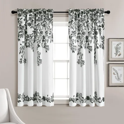 Lush Decor Tanisha - Cortinas para oscurecer la habitación, diseño floral de vid impreso, juego de paneles de ventana (par), 52 pulgadas de ancho x